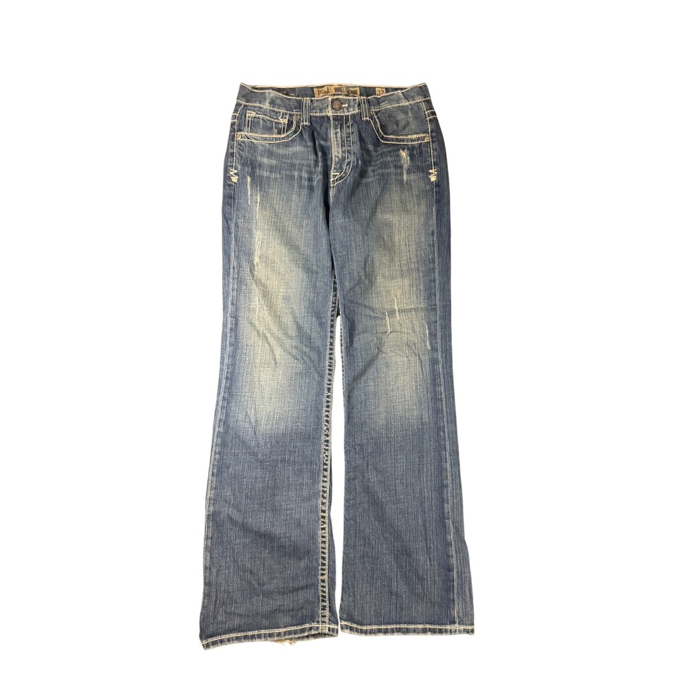 BKE Tyler Mens Bootcut Jeans Size 32 Medium Wash Distressed Denim